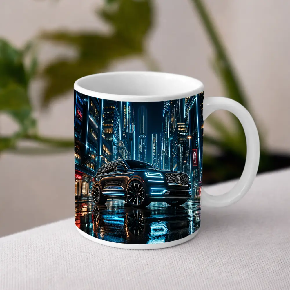 Lincoln Navigator Neon City Night Street – Mugs