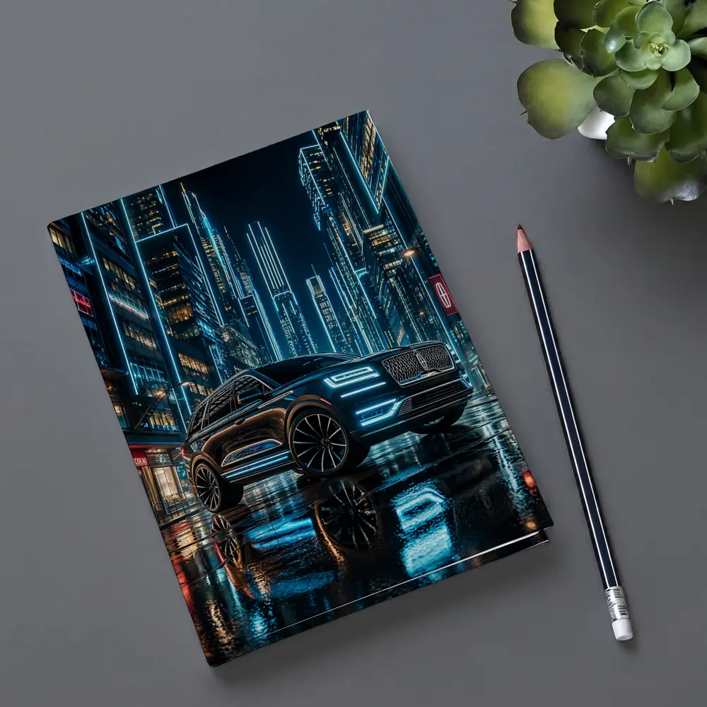 Lincoln Navigator Neon City Night Street – Notebooks