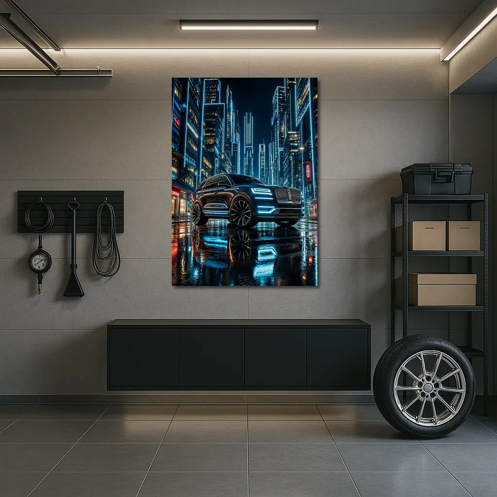 Lincoln Navigator Neon City Night Street – Wall Art