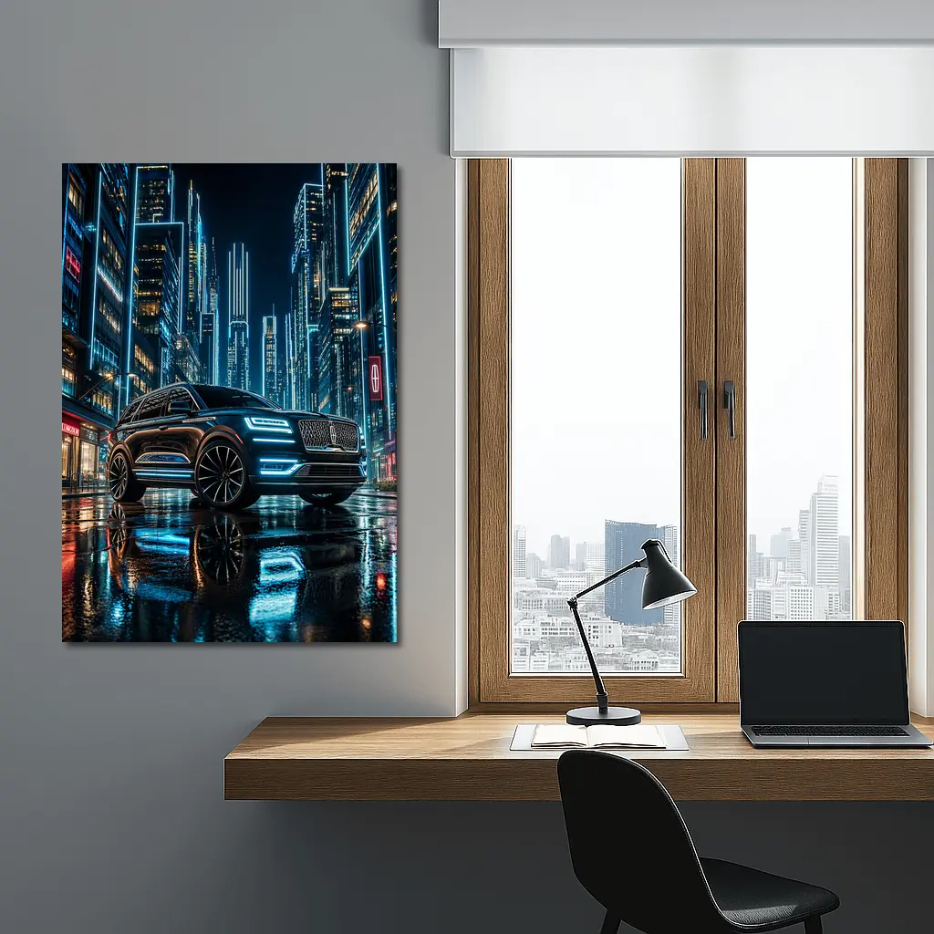 Lincoln Navigator Neon City Night Street – Wall Art