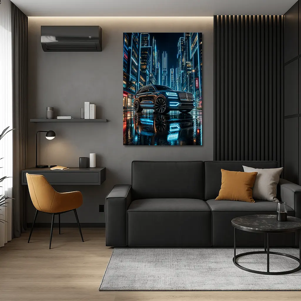 Lincoln Navigator Neon City Night Street – Wall Art