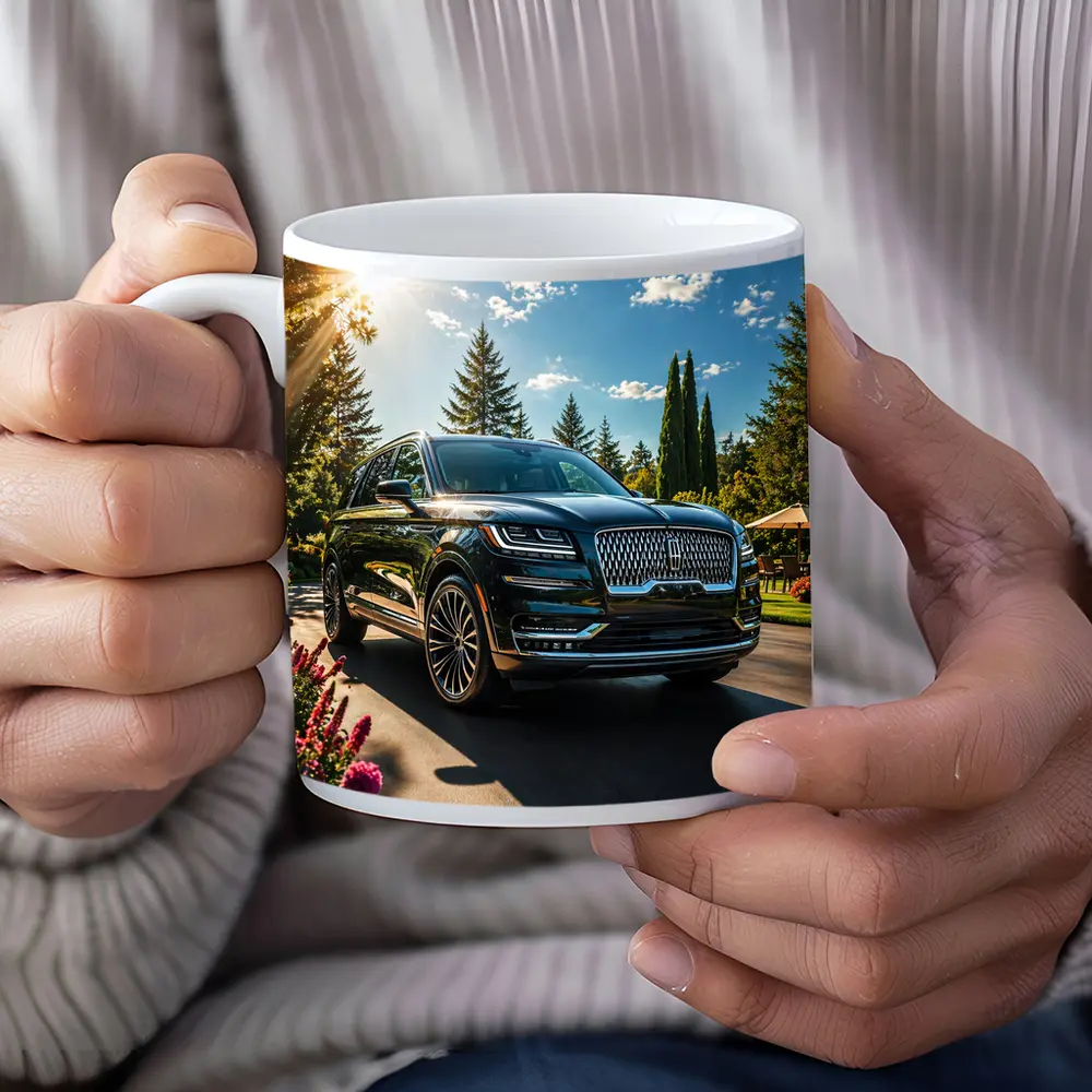 Lincoln Navigator Black SUV Sunny Garden Setting – Mugs