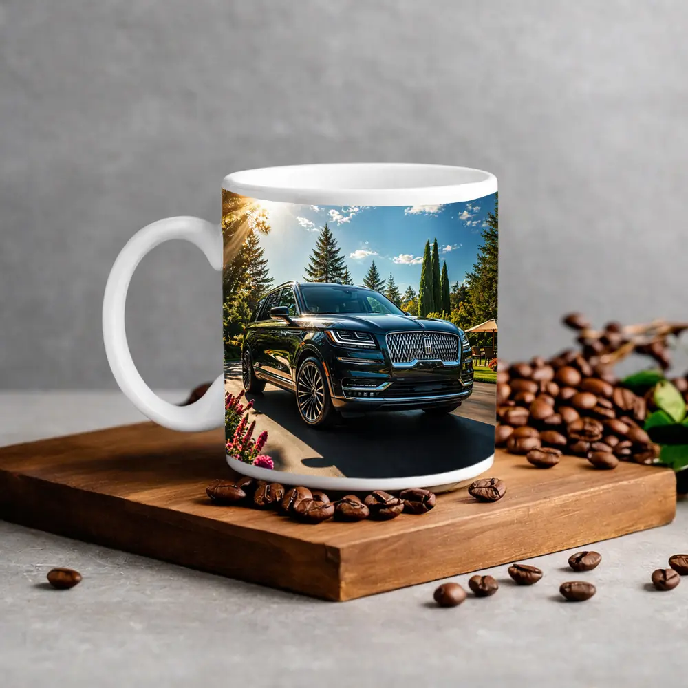 Lincoln Navigator Black SUV Sunny Garden Setting – Mugs