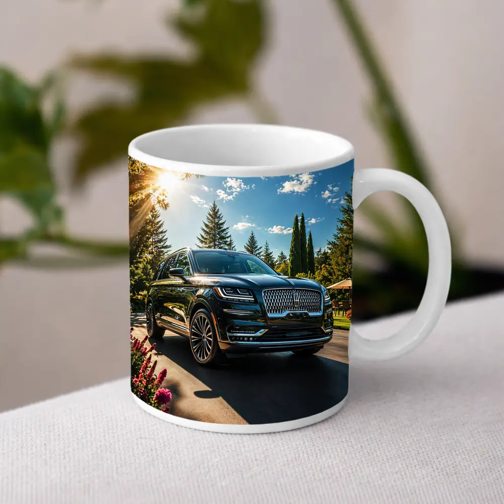 Lincoln Navigator Black SUV Sunny Garden Setting – Mugs