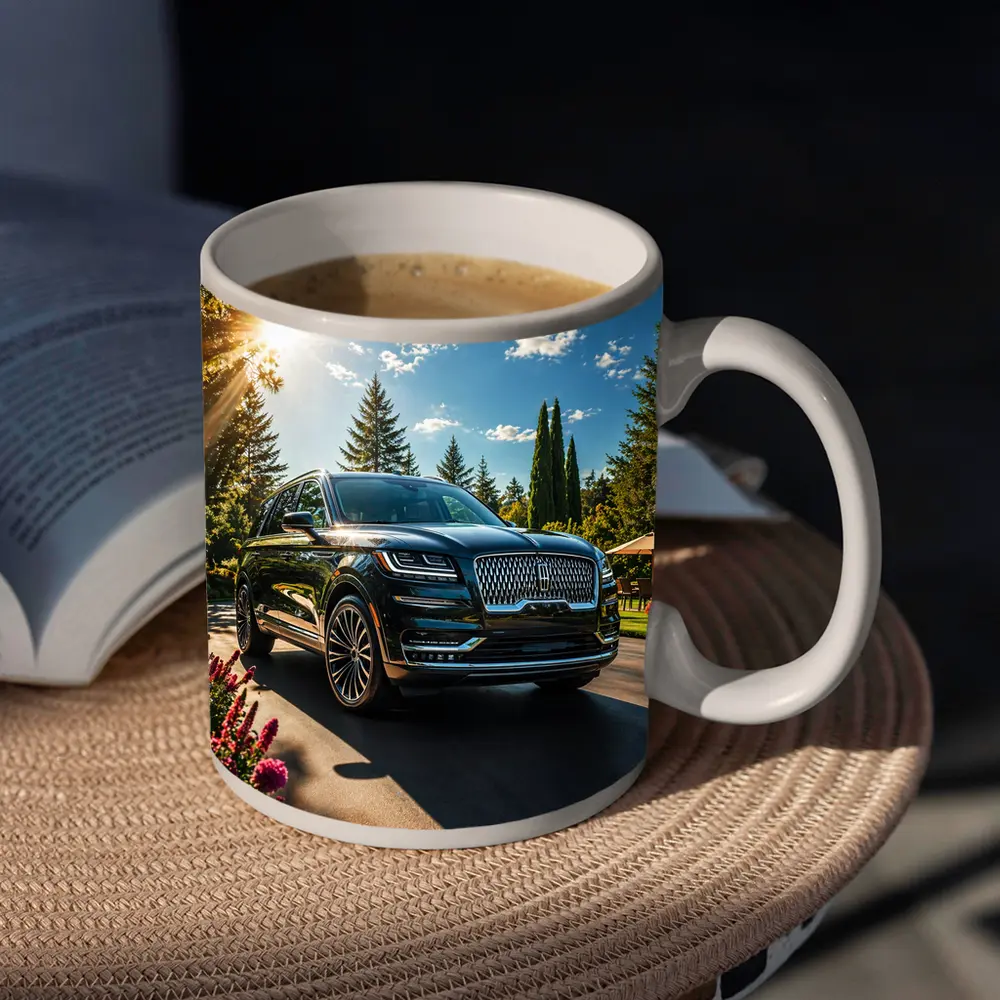 Lincoln Navigator Black SUV Sunny Garden Setting – Mugs
