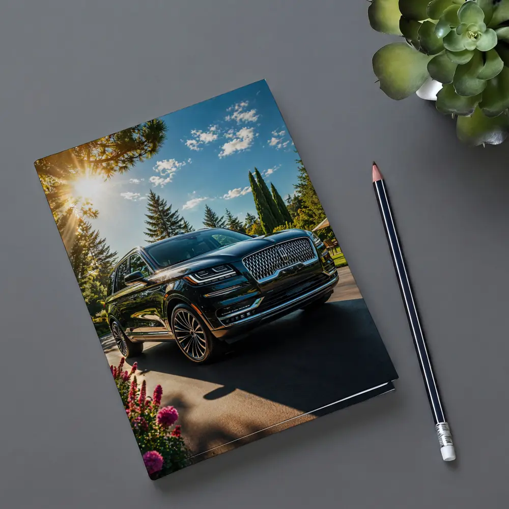 Lincoln Navigator Black SUV Sunny Garden Setting – Notebooks