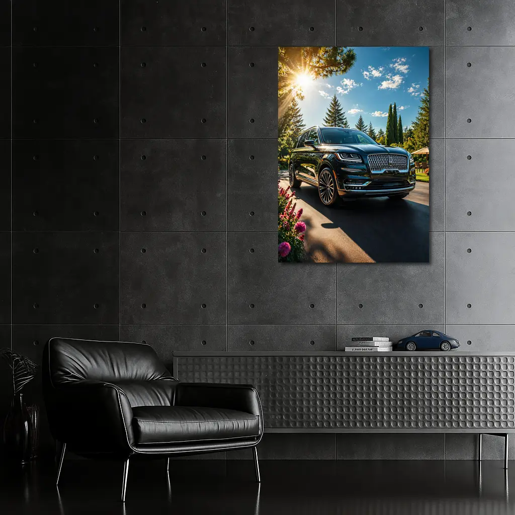 Lincoln Navigator Black SUV Sunny Garden Setting – Wall Art