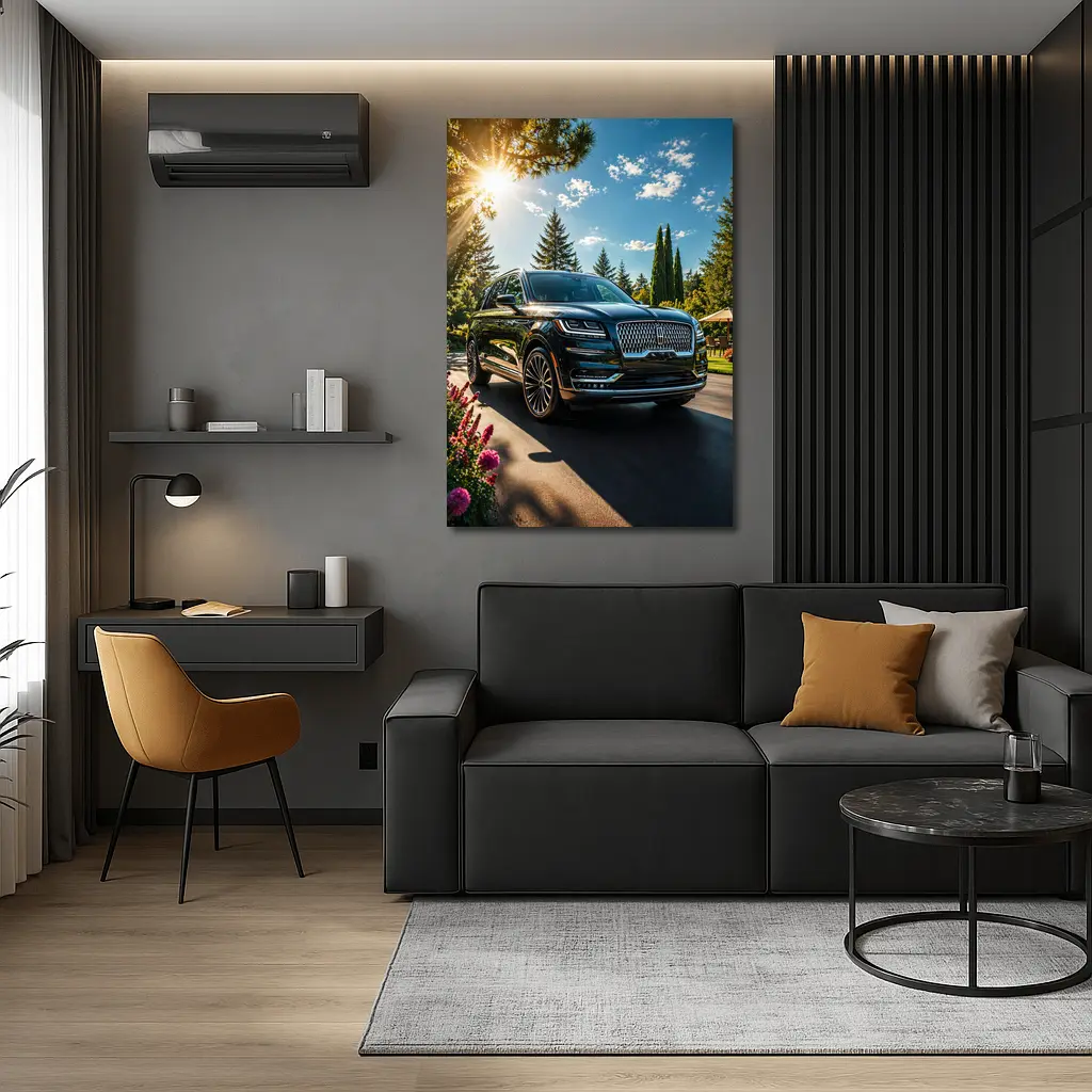 Lincoln Navigator Black SUV Sunny Garden Setting – Wall Art