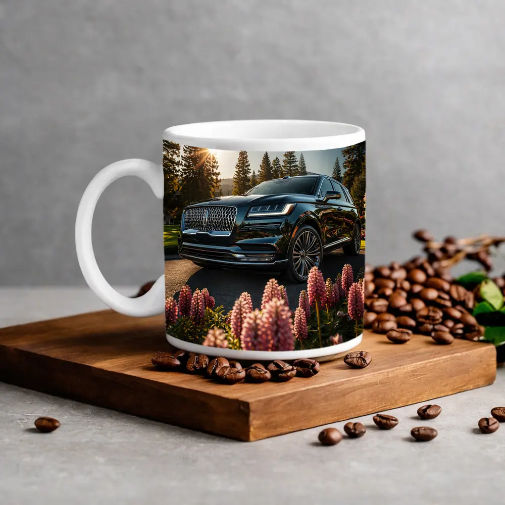 Lincoln Aviator Black SUV Sunny Forest Setting – Mugs