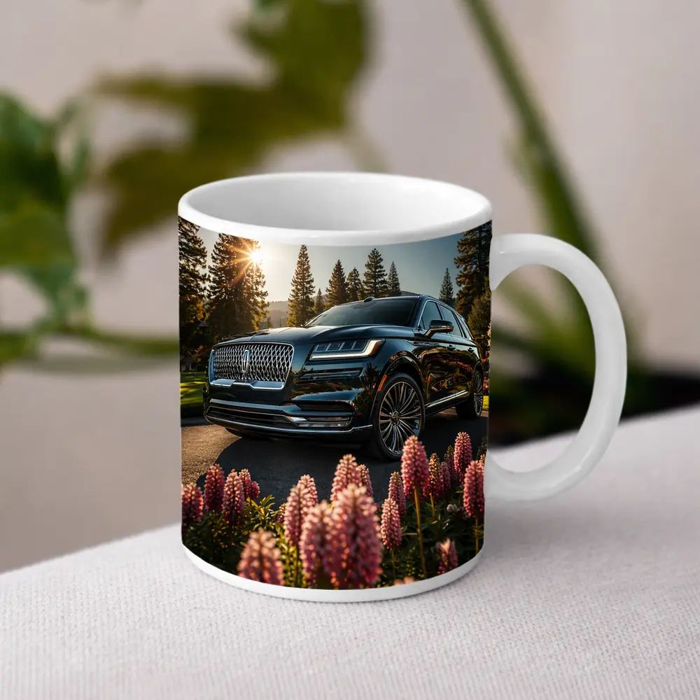 Lincoln Aviator Black SUV Sunny Forest Setting – Mugs