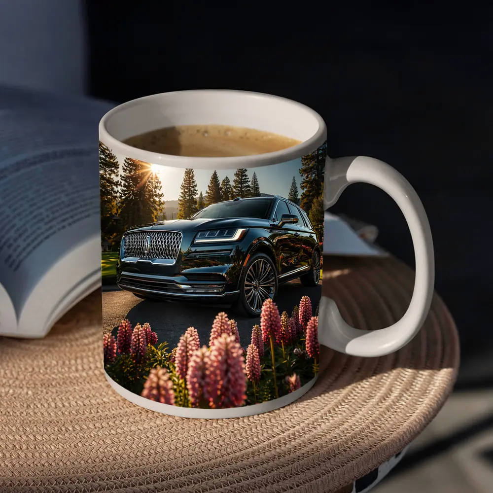 Lincoln Aviator Black SUV Sunny Forest Setting – Mugs