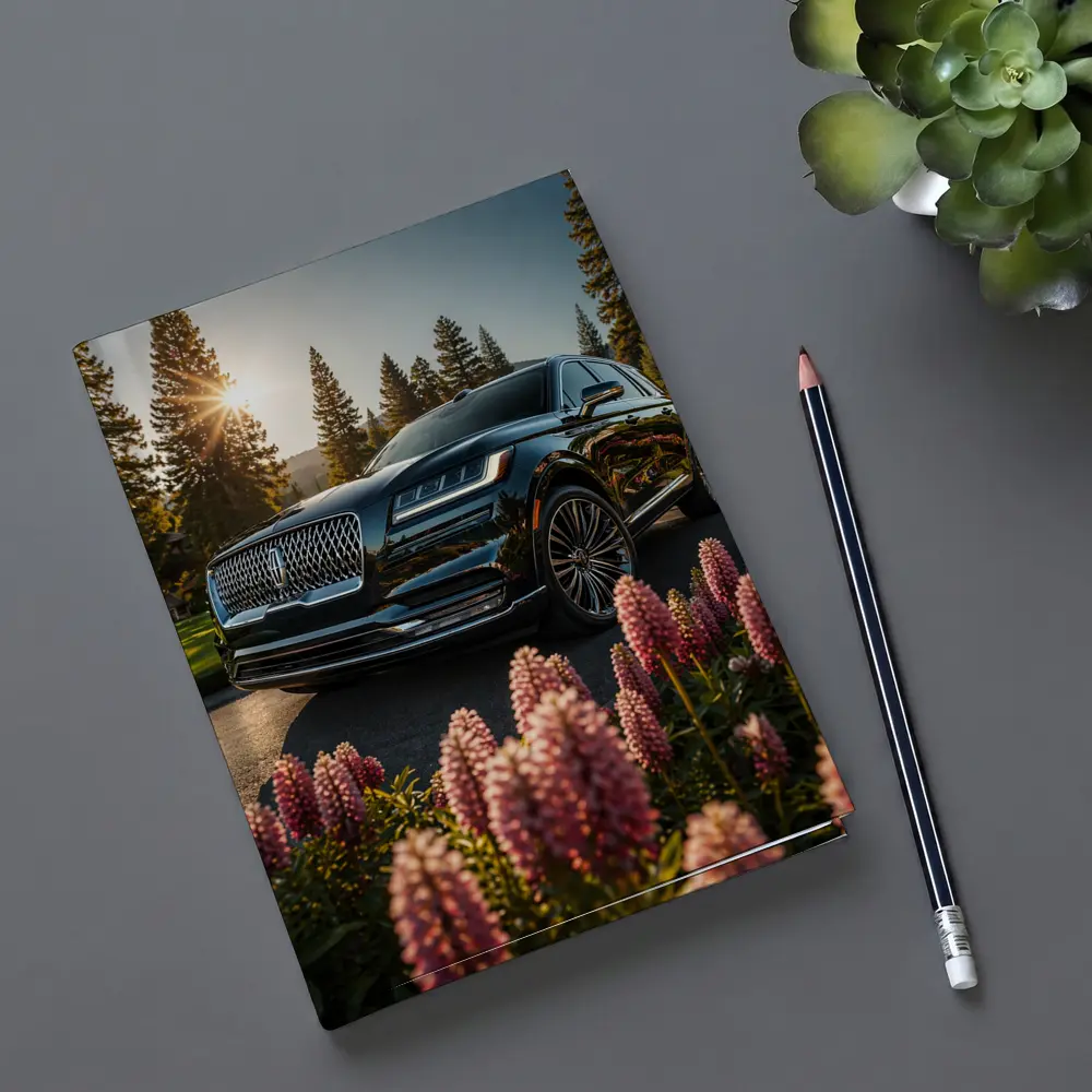 Lincoln Aviator Black SUV Sunny Forest Setting – Notebooks