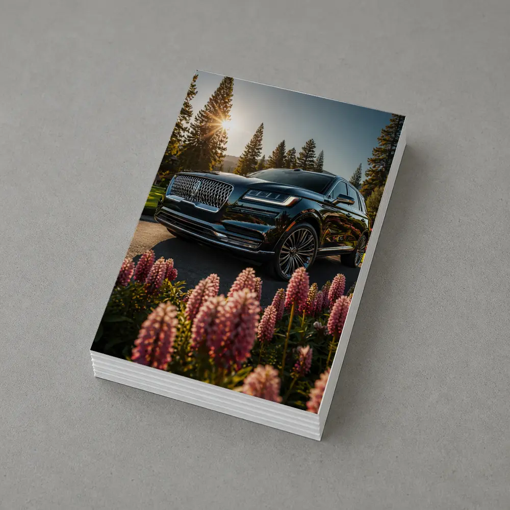 Lincoln Aviator Black SUV Sunny Forest Setting – Postcards