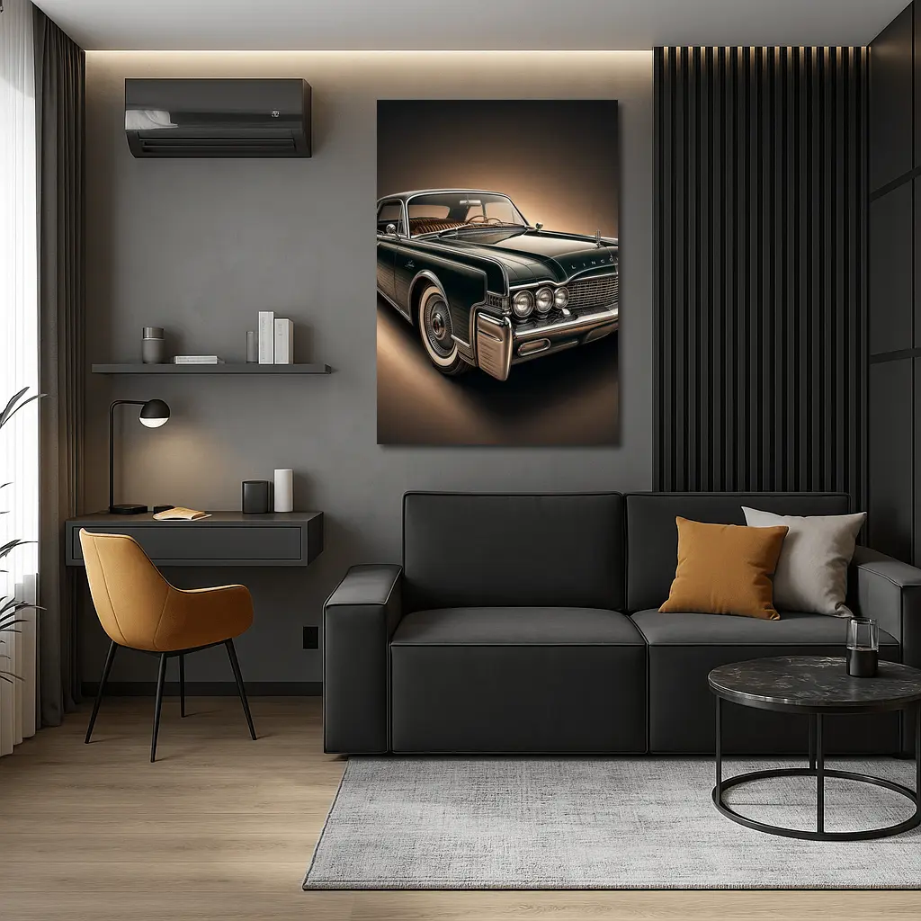 Lincoln Continental Classic Car Dark Background – Wall Art