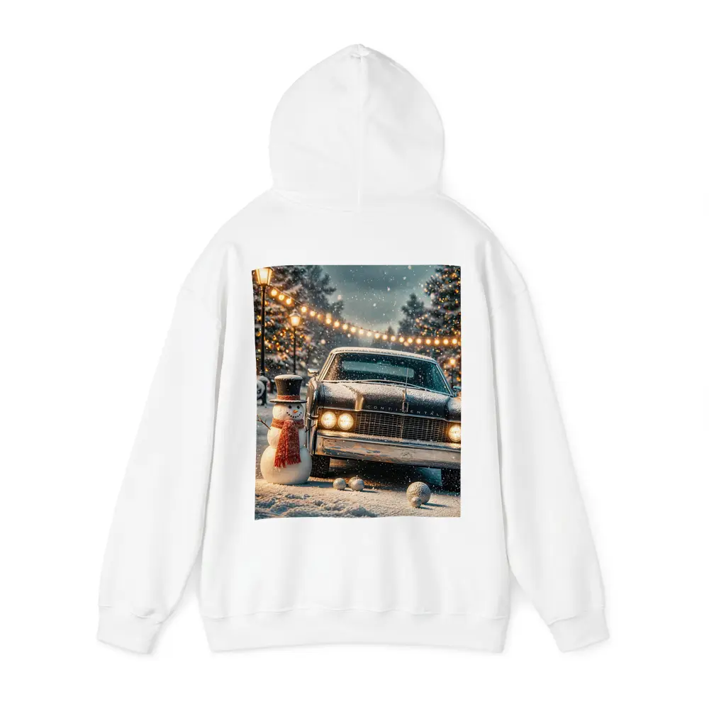 Lincoln Continental Snowman Christmas Winter Scene – Hoodies