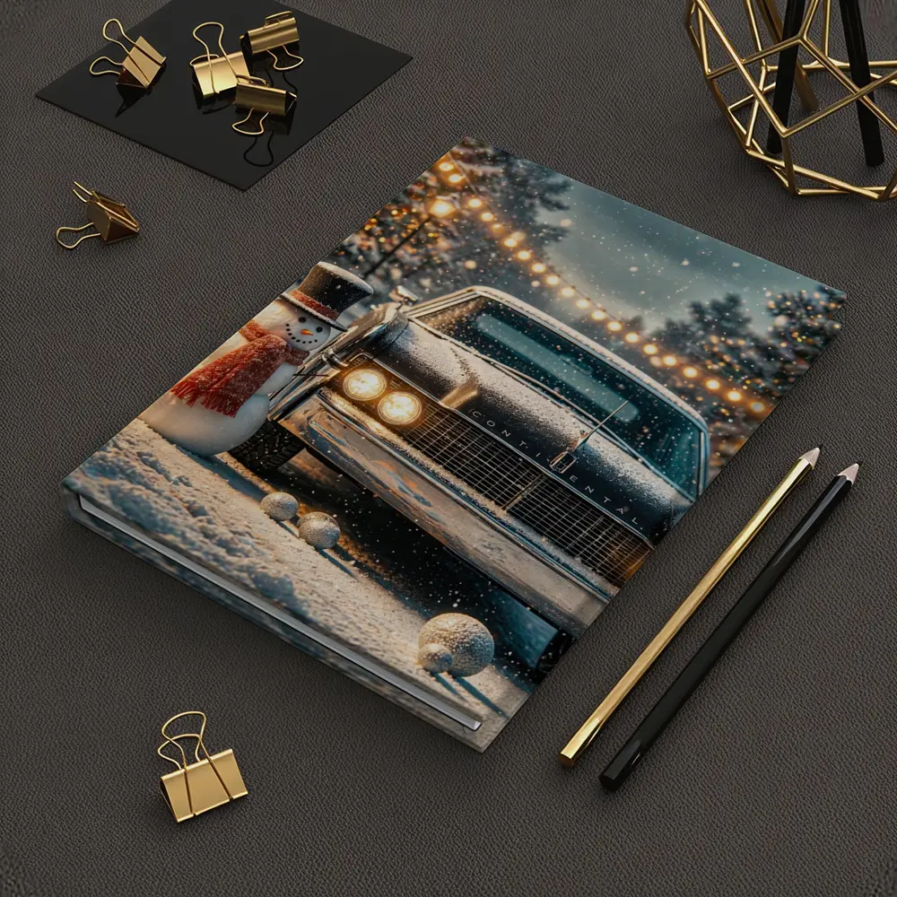 Lincoln Continental Snowman Christmas Winter Scene – Notebooks