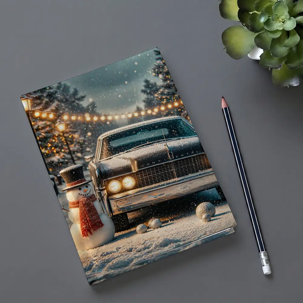 Lincoln Continental Snowman Christmas Winter Scene – Notebooks