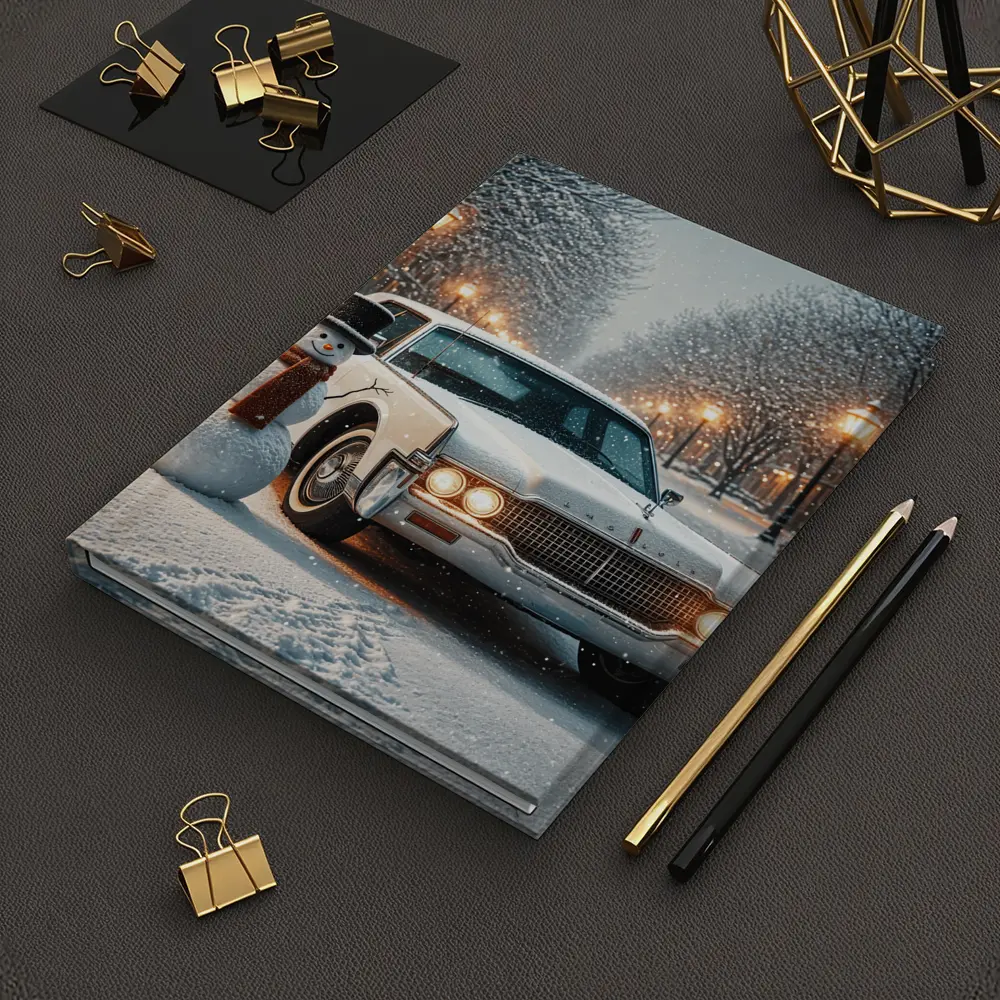Lincoln Continental Classic Car Snowy Winter Scene – Notebooks