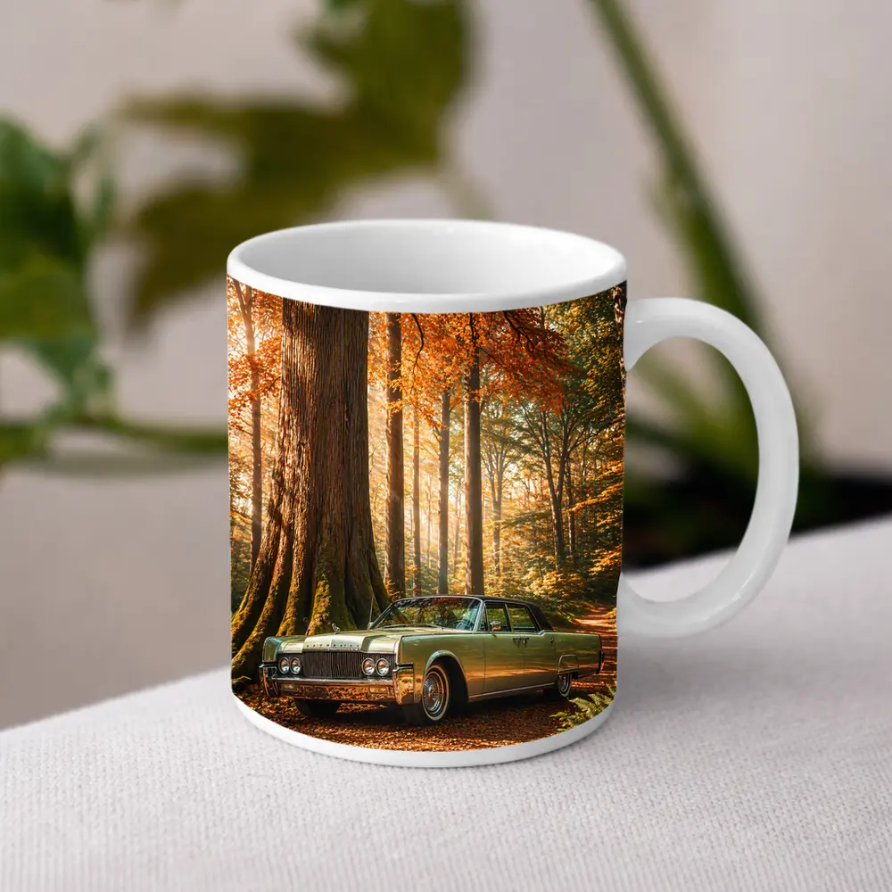 Lincoln Continental Classic Car Autumn Forest – Mugs