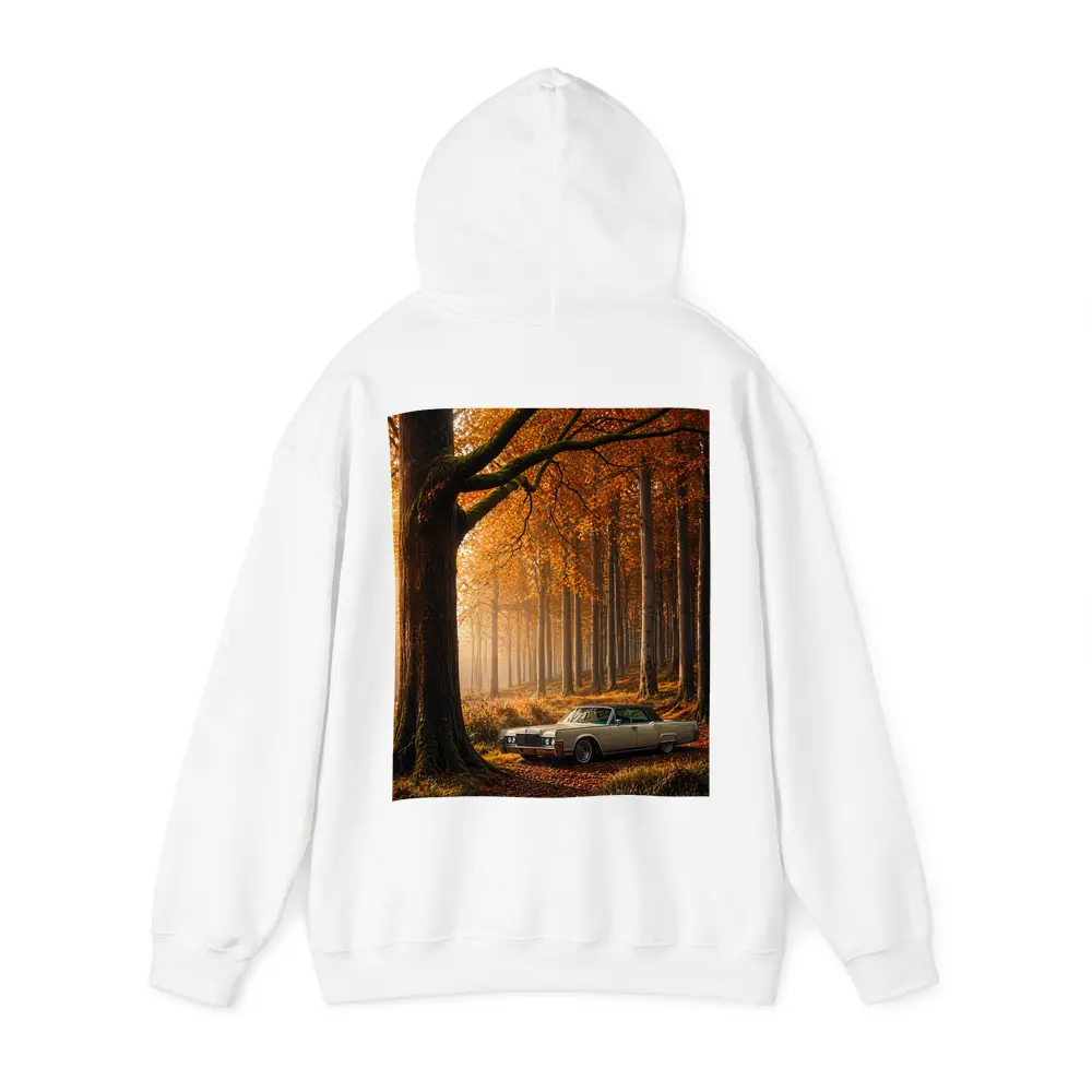 Lincoln Continental Parked In Autumn Forest – Hoodies