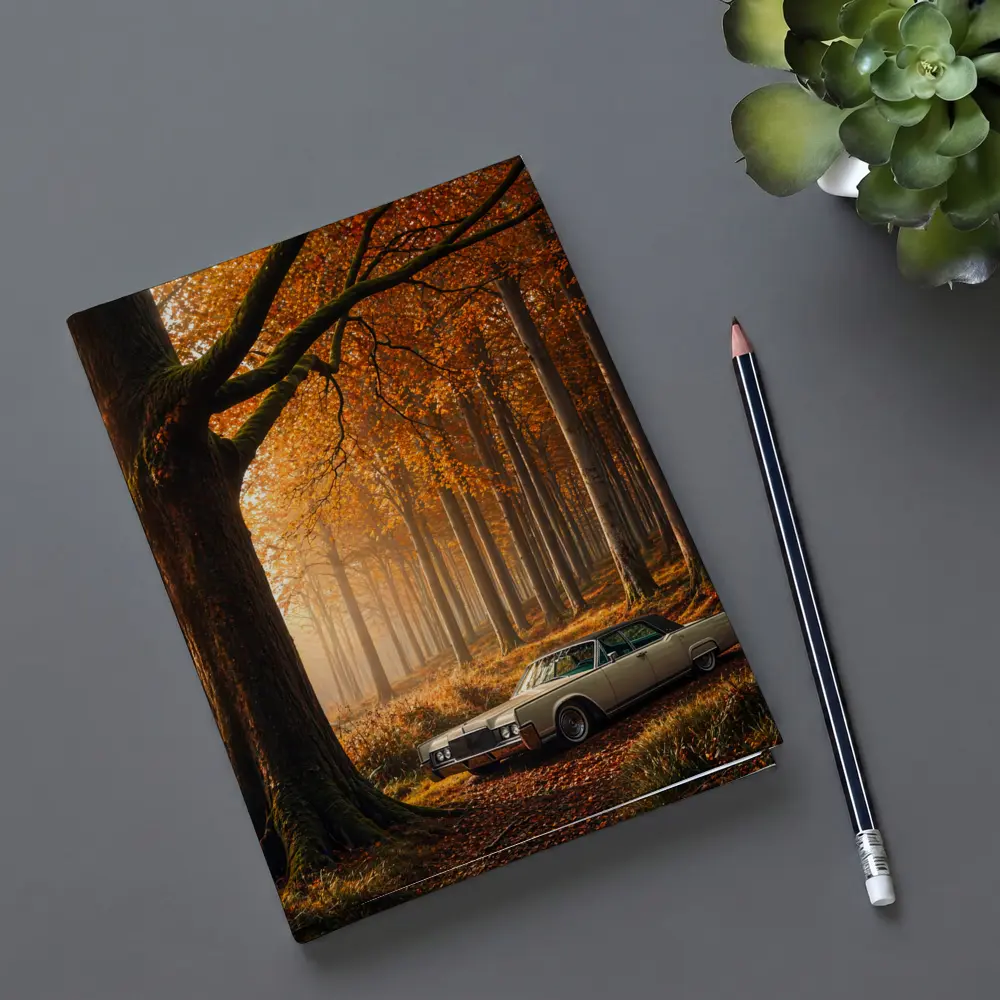 Lincoln Continental Parked In Autumn Forest – Notebooks