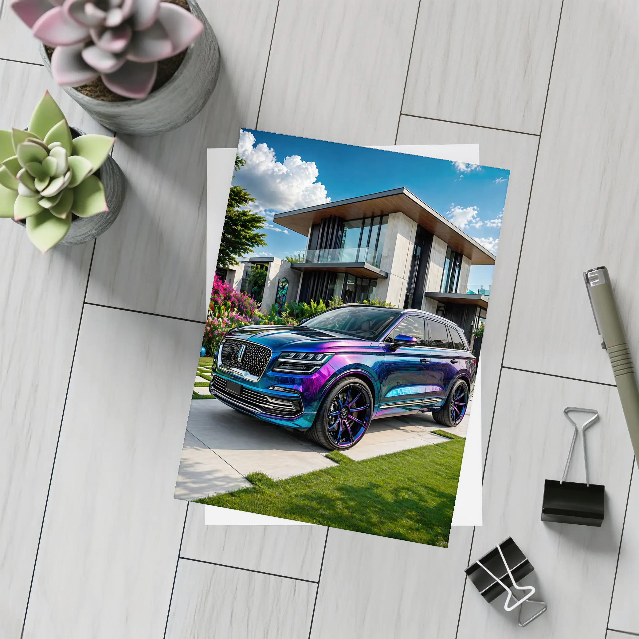 Lincoln Corsair Iridescent Purple Blue Modern Home – Postcards