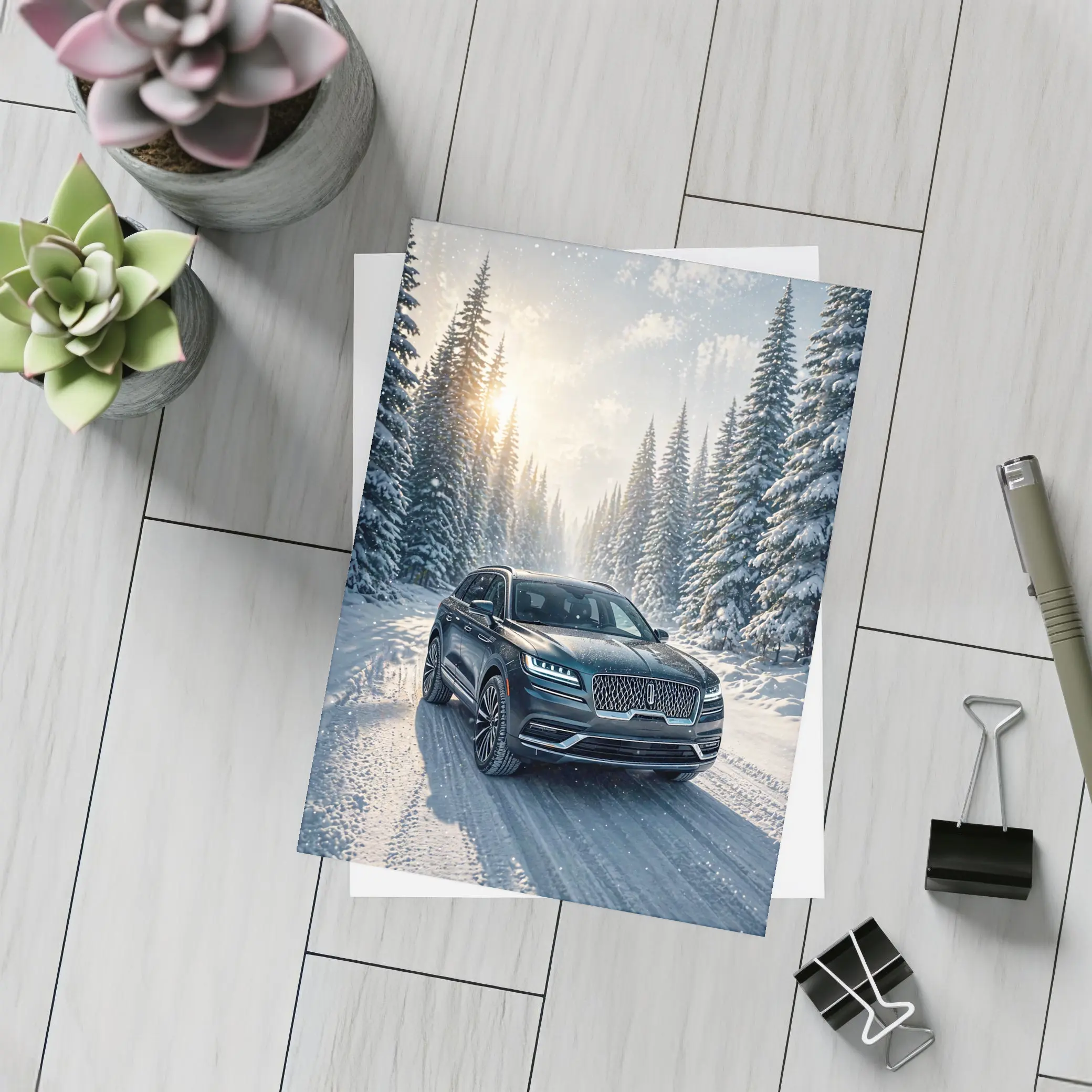 Lincoln Corsair SUV Snowy Winter Forest Drive – Postcards