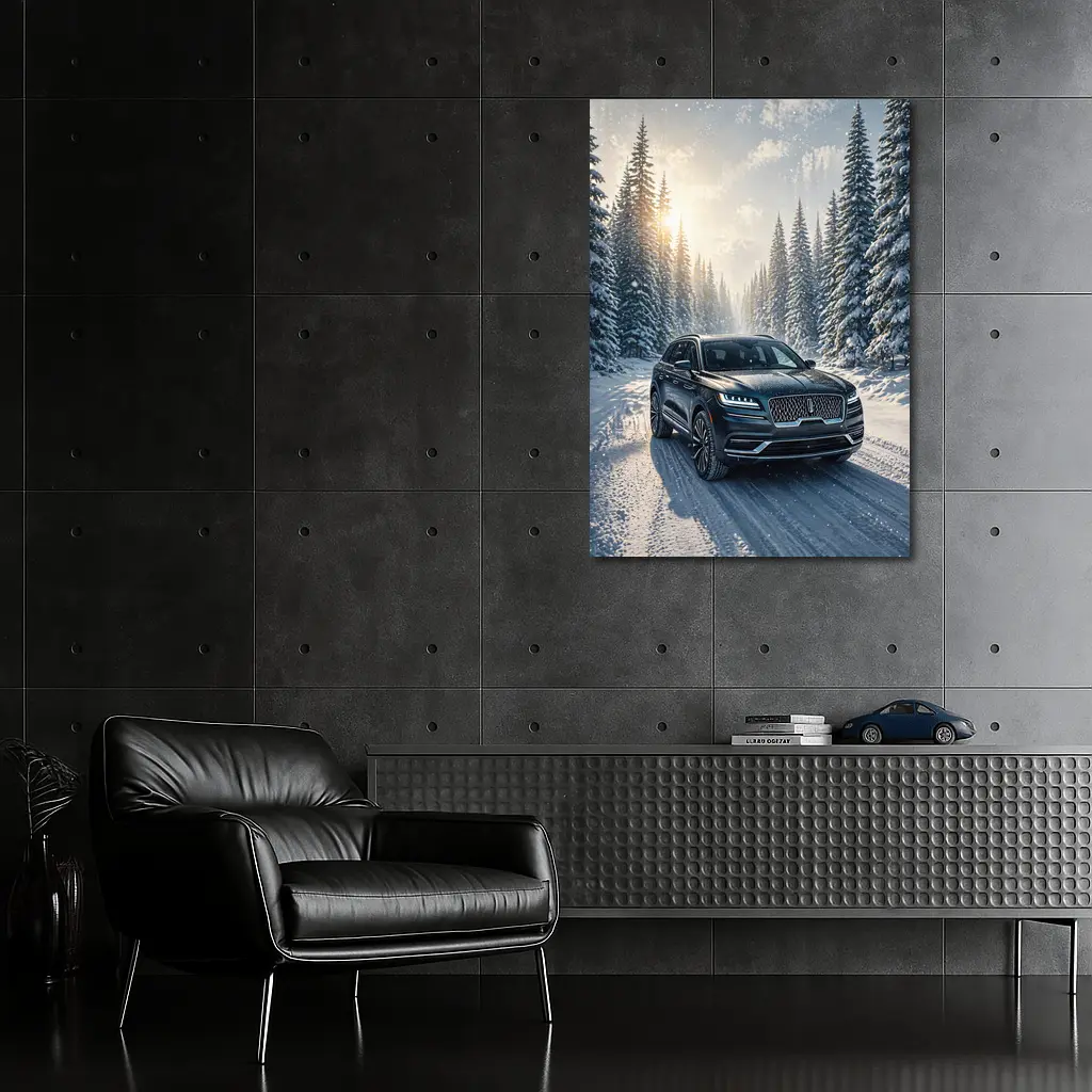 Lincoln Corsair SUV Snowy Winter Forest Drive – Wall Art