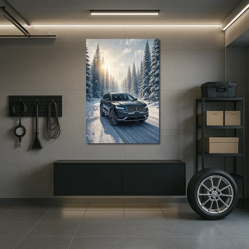 Lincoln Corsair SUV Snowy Winter Forest Drive – Wall Art
