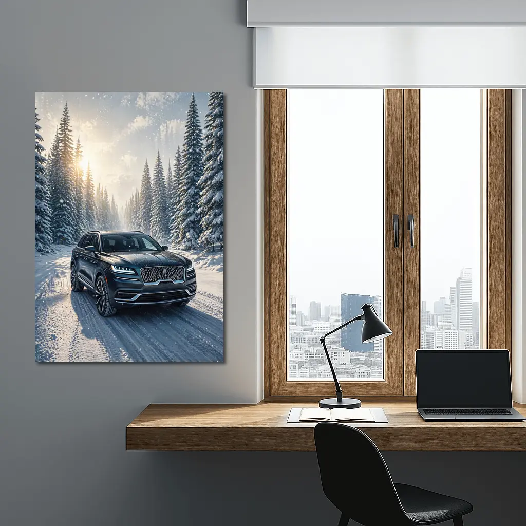 Lincoln Corsair SUV Snowy Winter Forest Drive – Wall Art