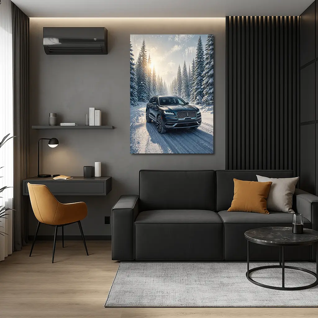 Lincoln Corsair SUV Snowy Winter Forest Drive – Wall Art