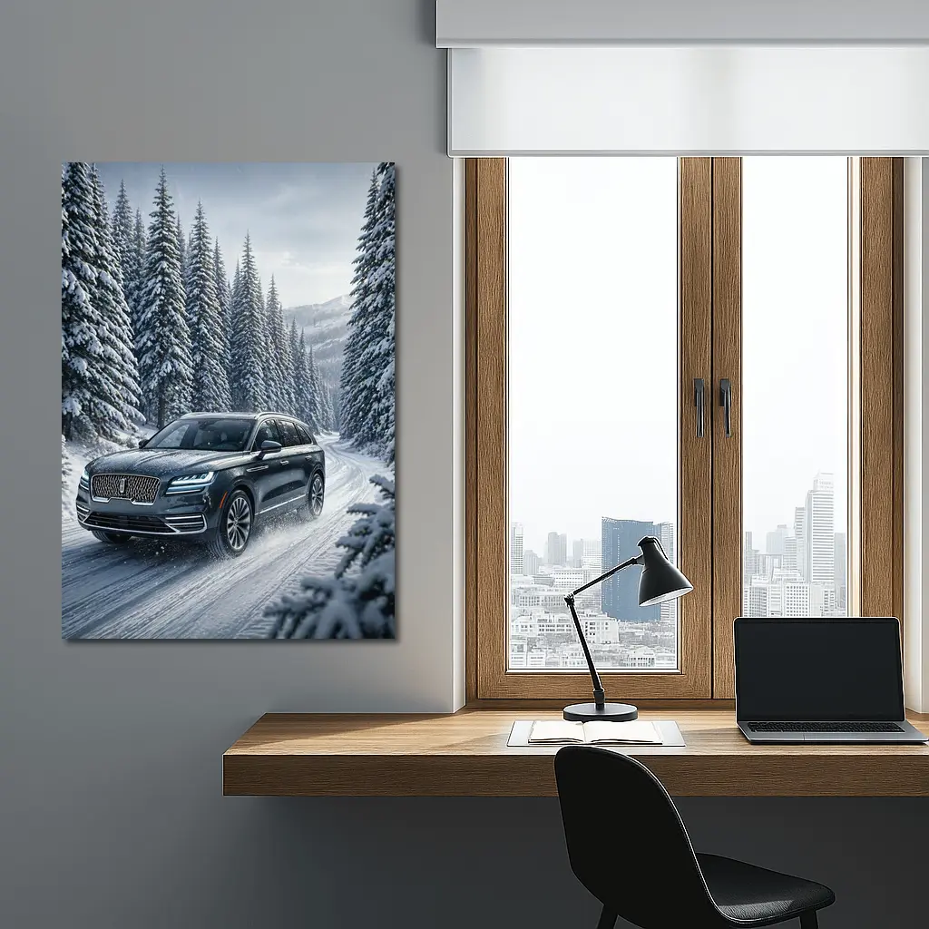 Lincoln Corsair SUV Snowy Forest Drive – Wall Art