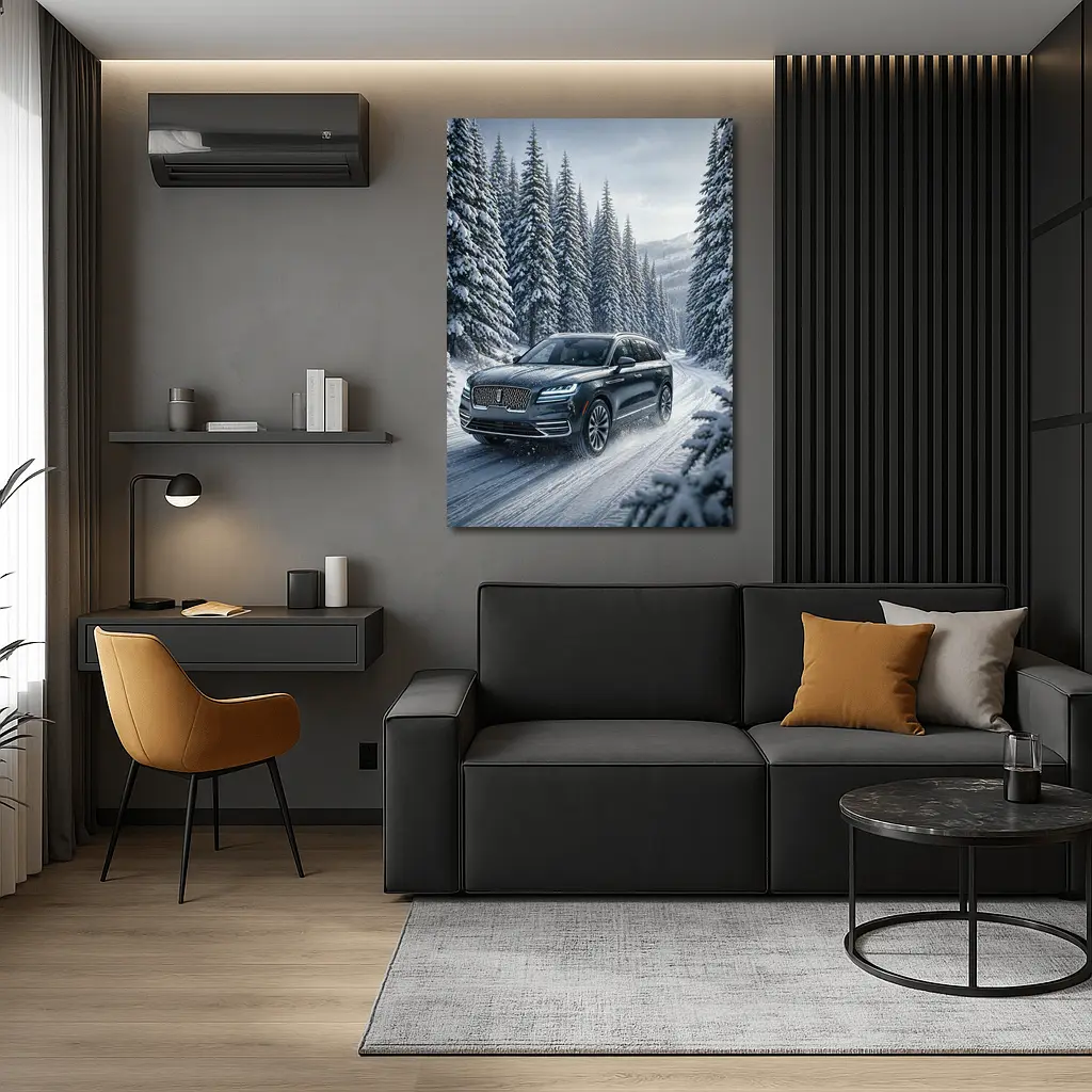 Lincoln Corsair SUV Snowy Forest Drive – Wall Art
