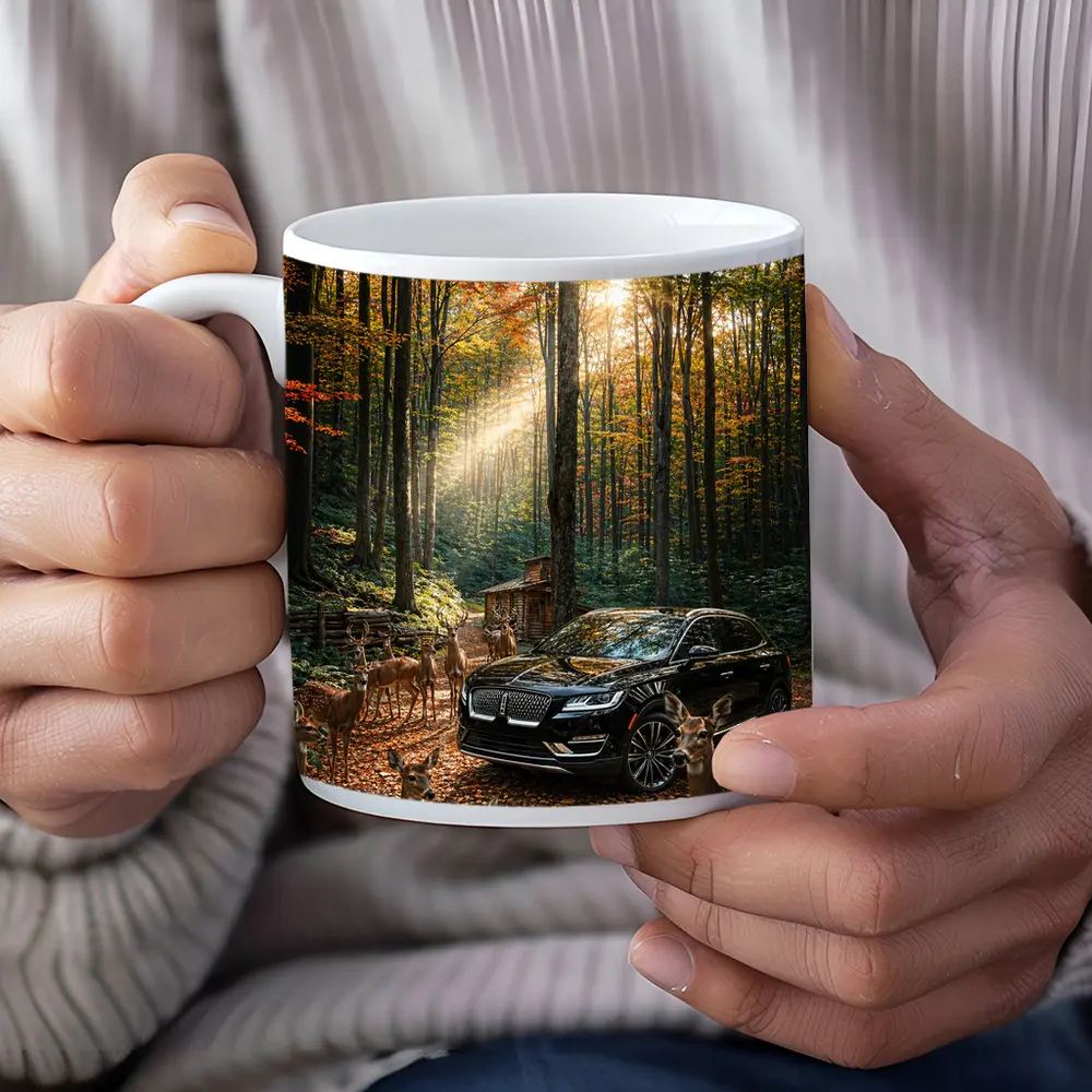 Lincoln MKC Black SUV Autumn Forest Deer – Mugs
