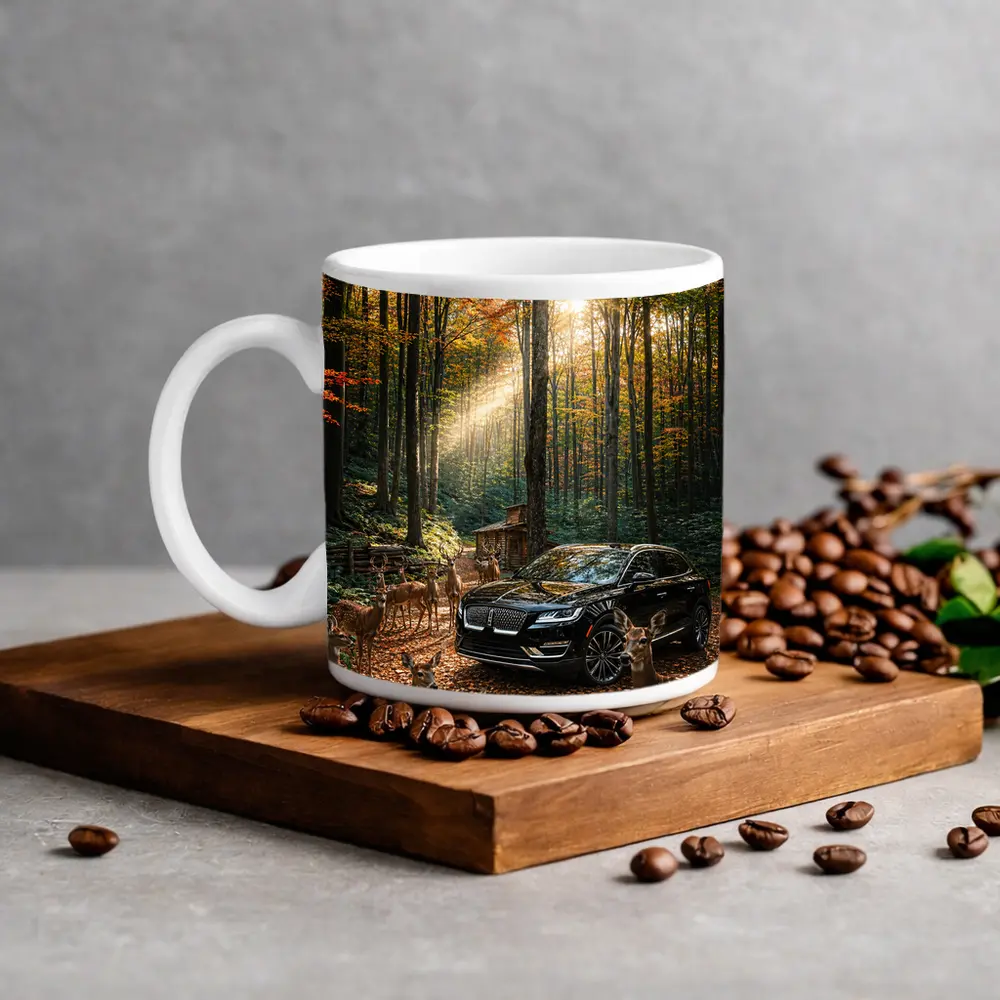 Lincoln MKC Black SUV Autumn Forest Deer – Mugs