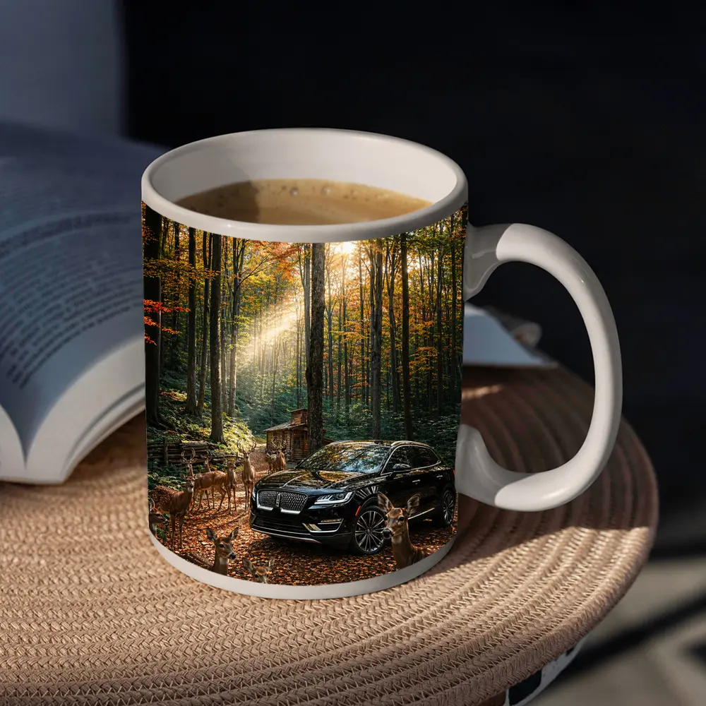 Lincoln MKC Black SUV Autumn Forest Deer – Mugs