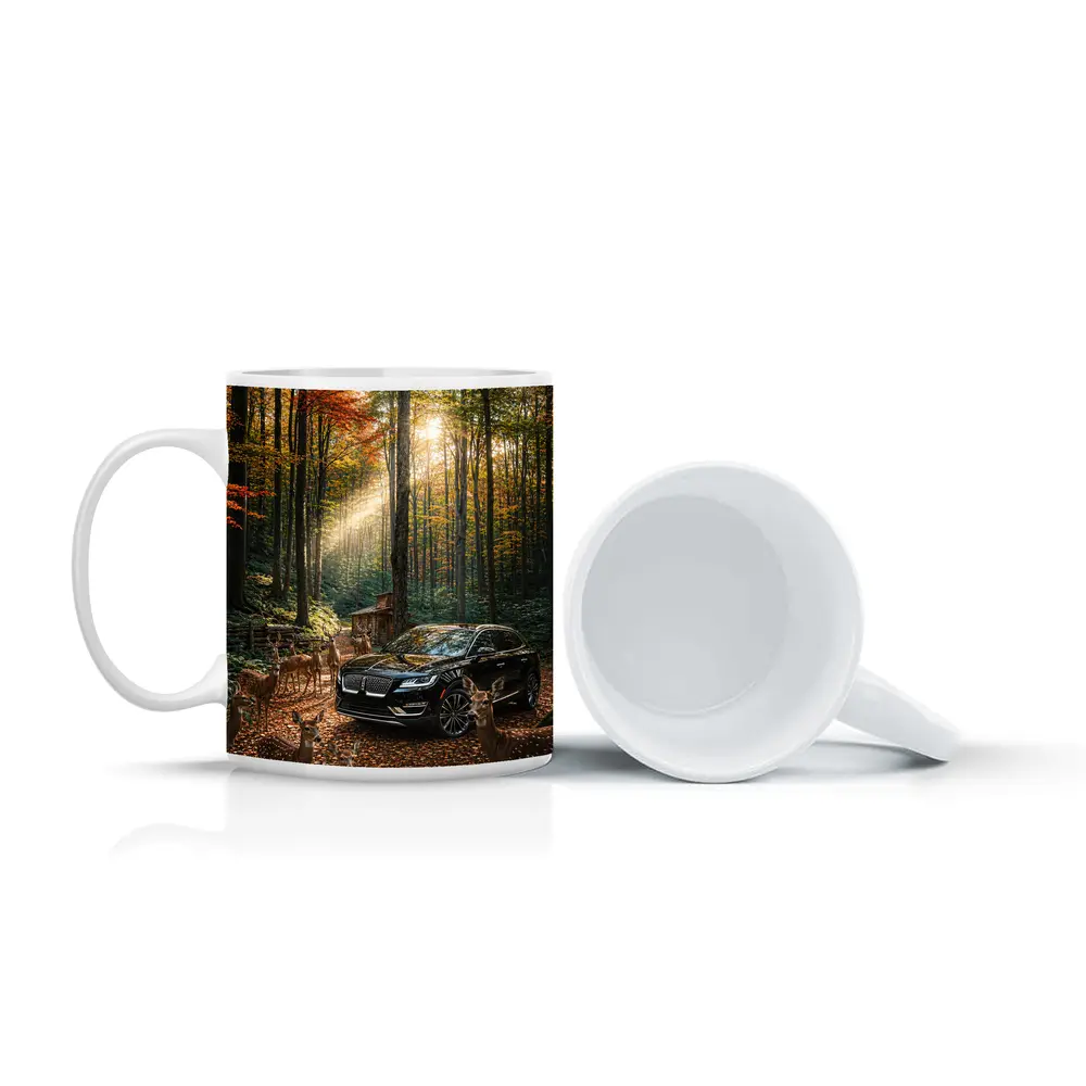 Lincoln MKC Black SUV Autumn Forest Deer – Mugs