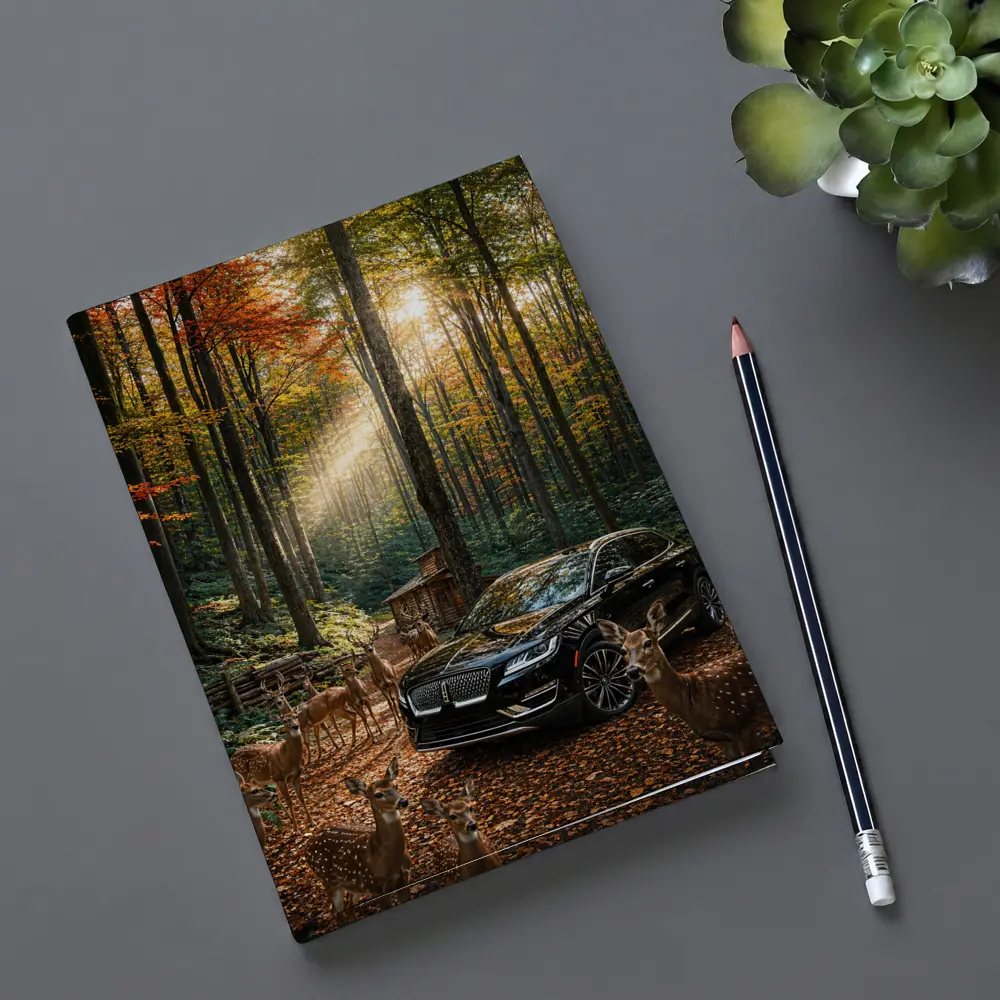Lincoln MKC Black SUV Autumn Forest Deer – Notebooks
