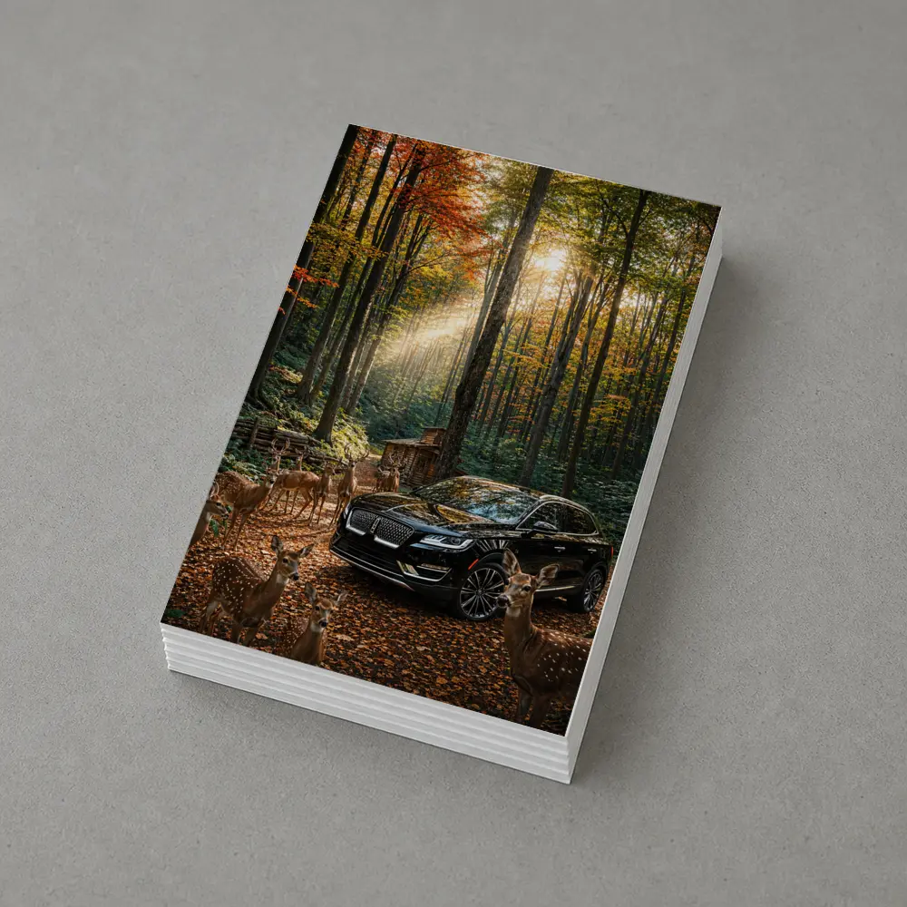 Lincoln MKC Black SUV Autumn Forest Deer – Postcards