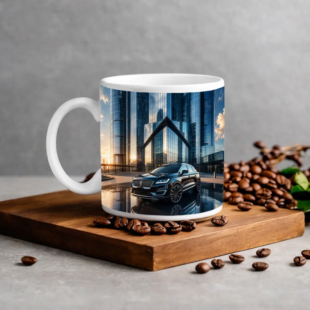 Lincoln MKC SUV Glass Buildings Sunset – Mugs