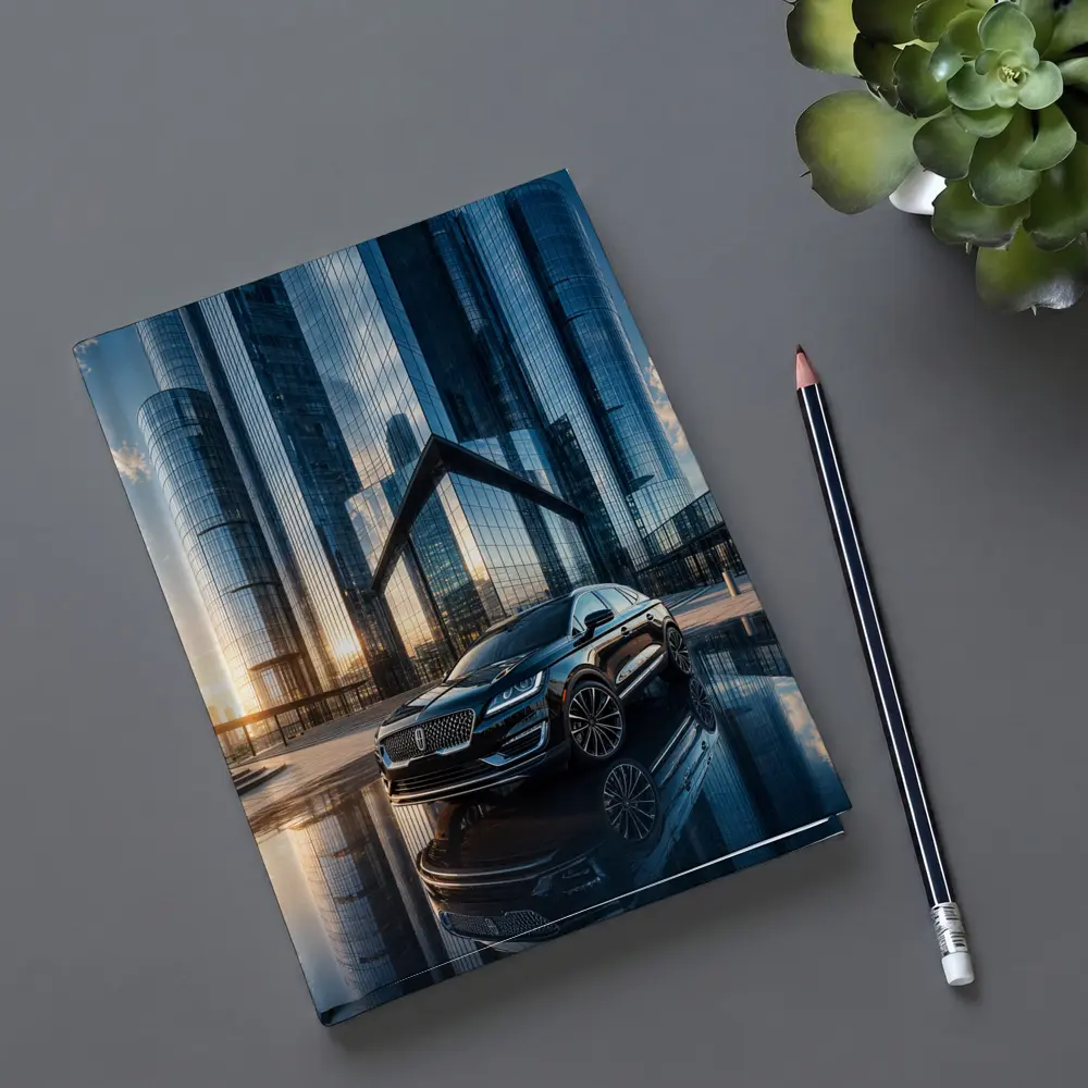 Lincoln MKC SUV Glass Buildings Sunset – Notebooks