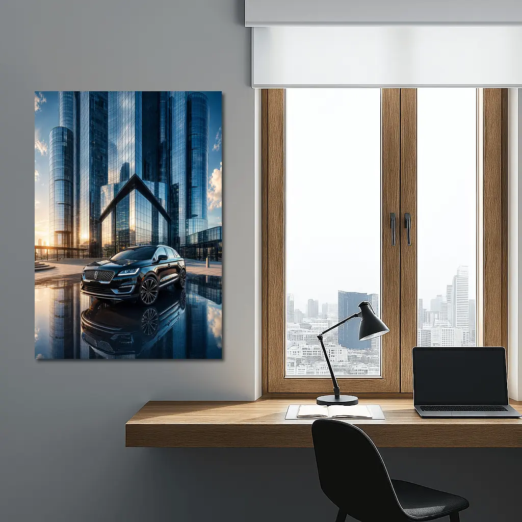 Lincoln MKC SUV Glass Buildings Sunset – Wall Art