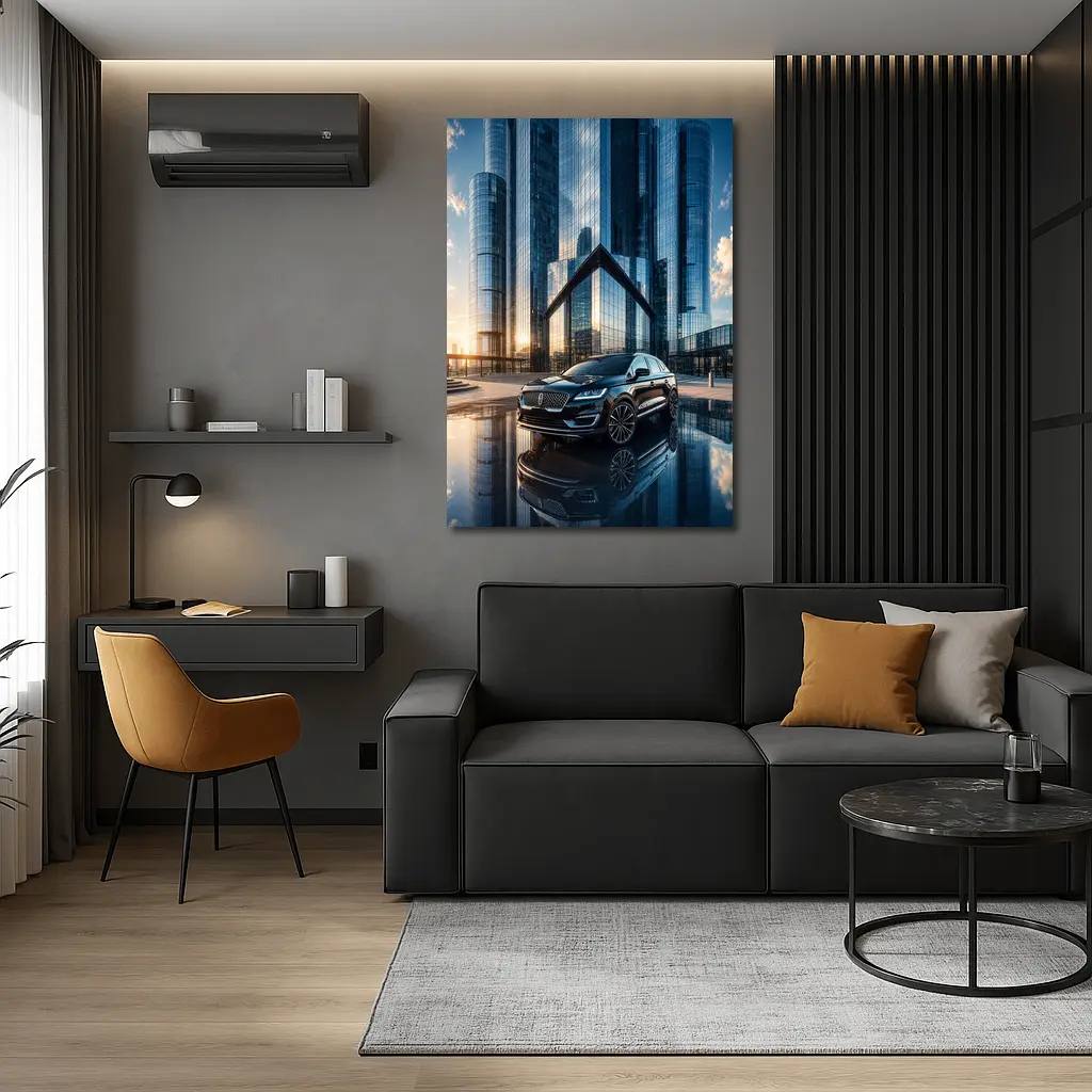 Lincoln MKC SUV Glass Buildings Sunset – Wall Art