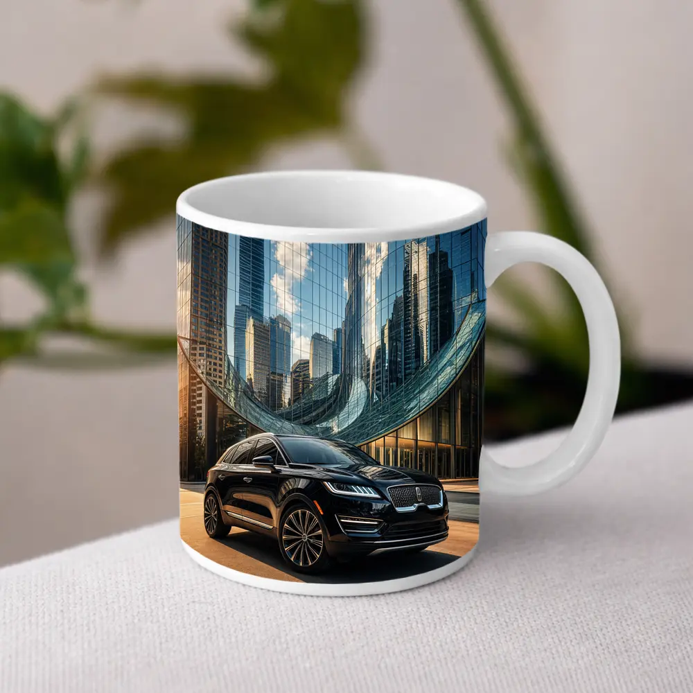 Lincoln MKC Black SUV City Glass Building – Mugs