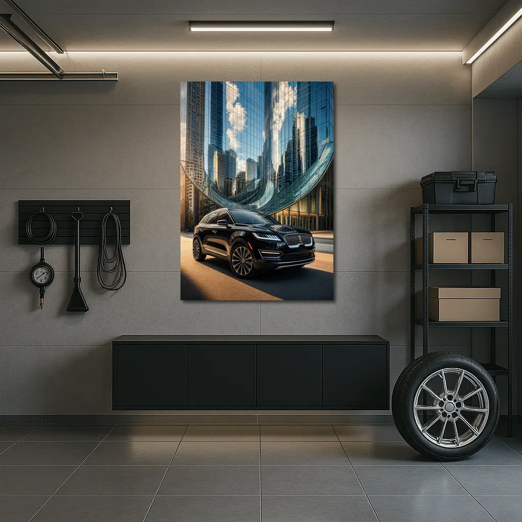 Lincoln MKC Black SUV City Glass Building – Wall Art