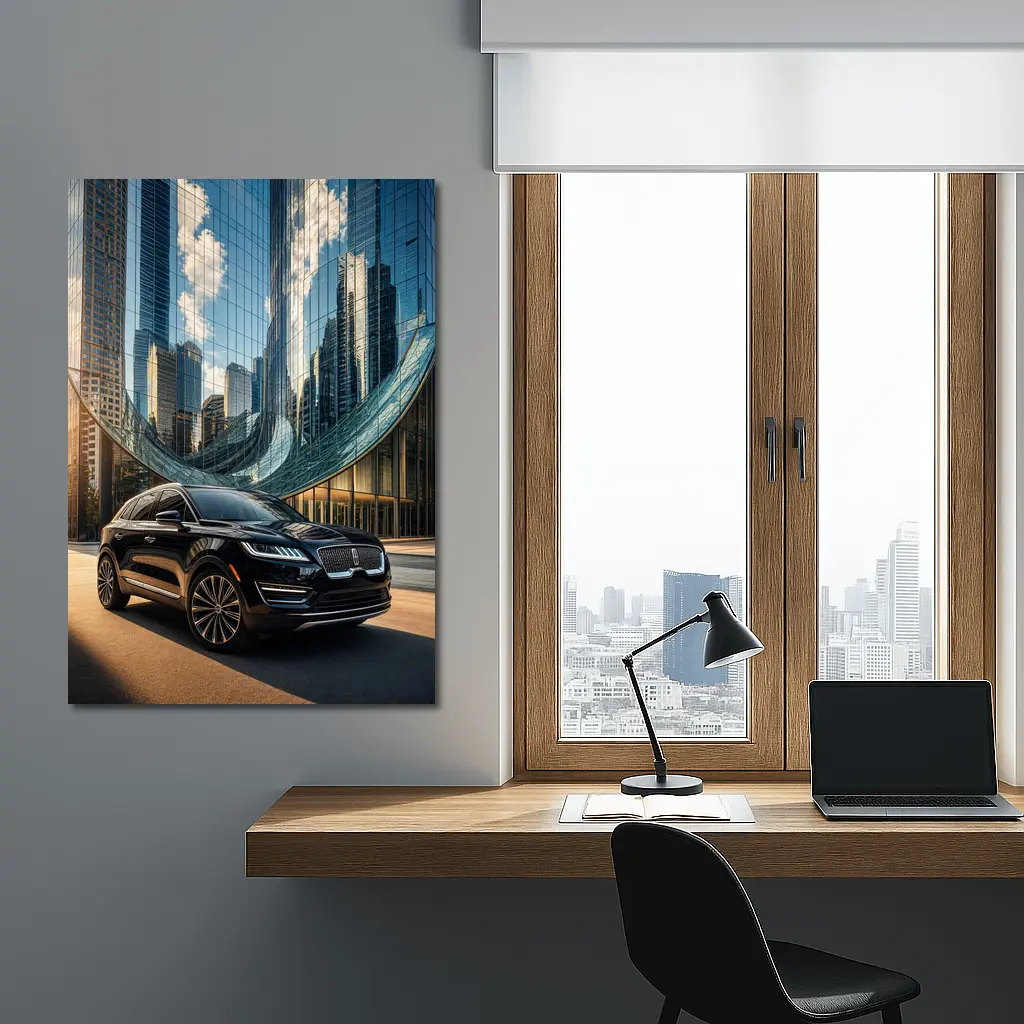 Lincoln MKC Black SUV City Glass Building – Wall Art