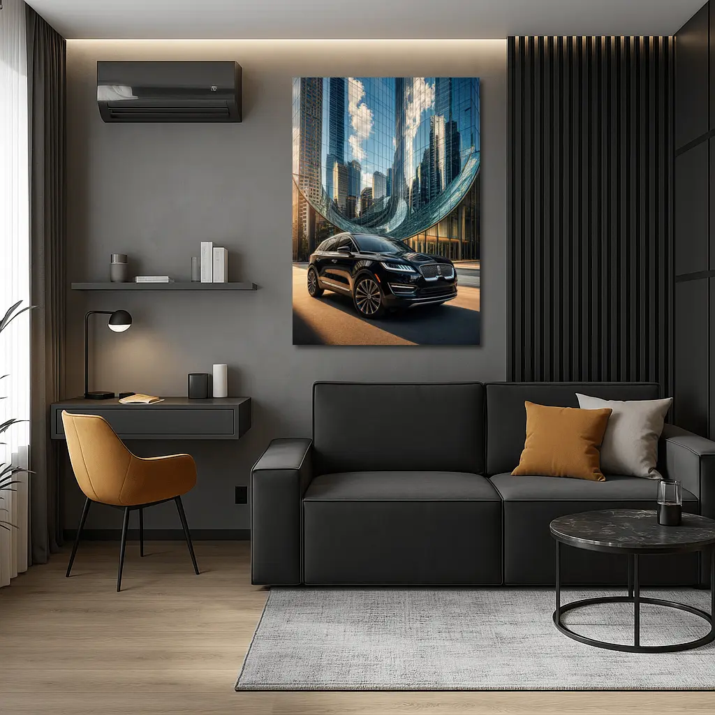 Lincoln MKC Black SUV City Glass Building – Wall Art