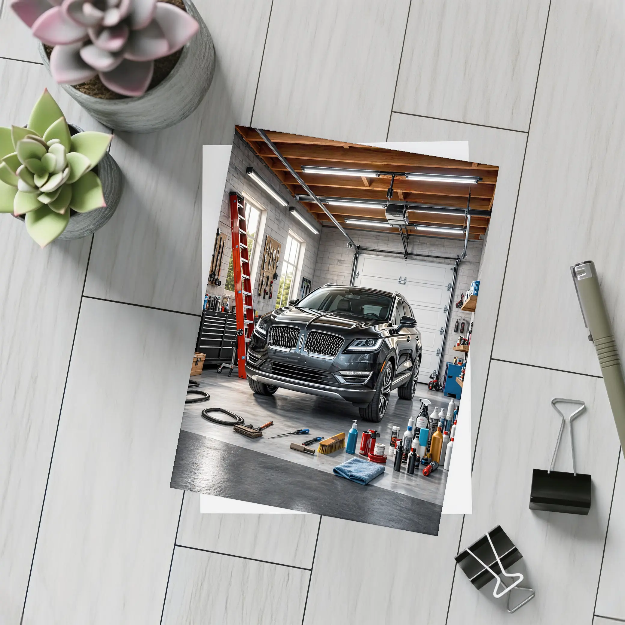 Lincoln MKC Black SUV Inside Garage – Postcards