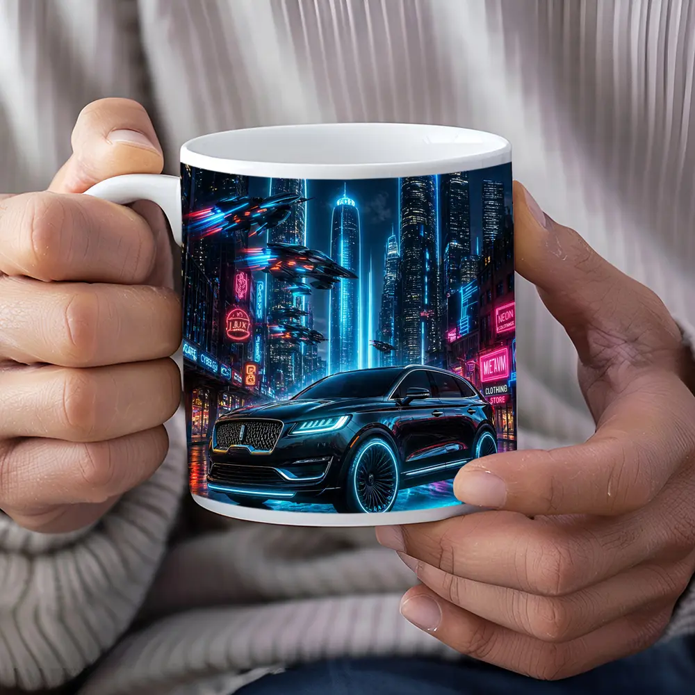 Lincoln MKX Neon Cyberpunk City Night – Mugs