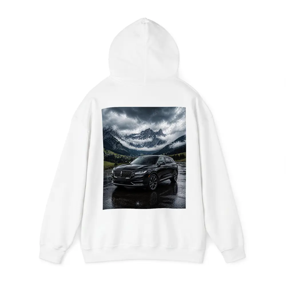 Lincoln Nautilus Black SUV Stormy Mountain Scene – Hoodies